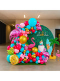 Tropical Flamingo Balloon Garland Kit 145PCS with Pineapple & Palm Leaves
