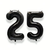 40 Inch Black Number 25 Foil Balloon for Birthday and Anniversary Decor