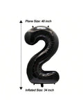 40 Inch Black Number 25 Foil Balloon for Birthday and Anniversary Decor
