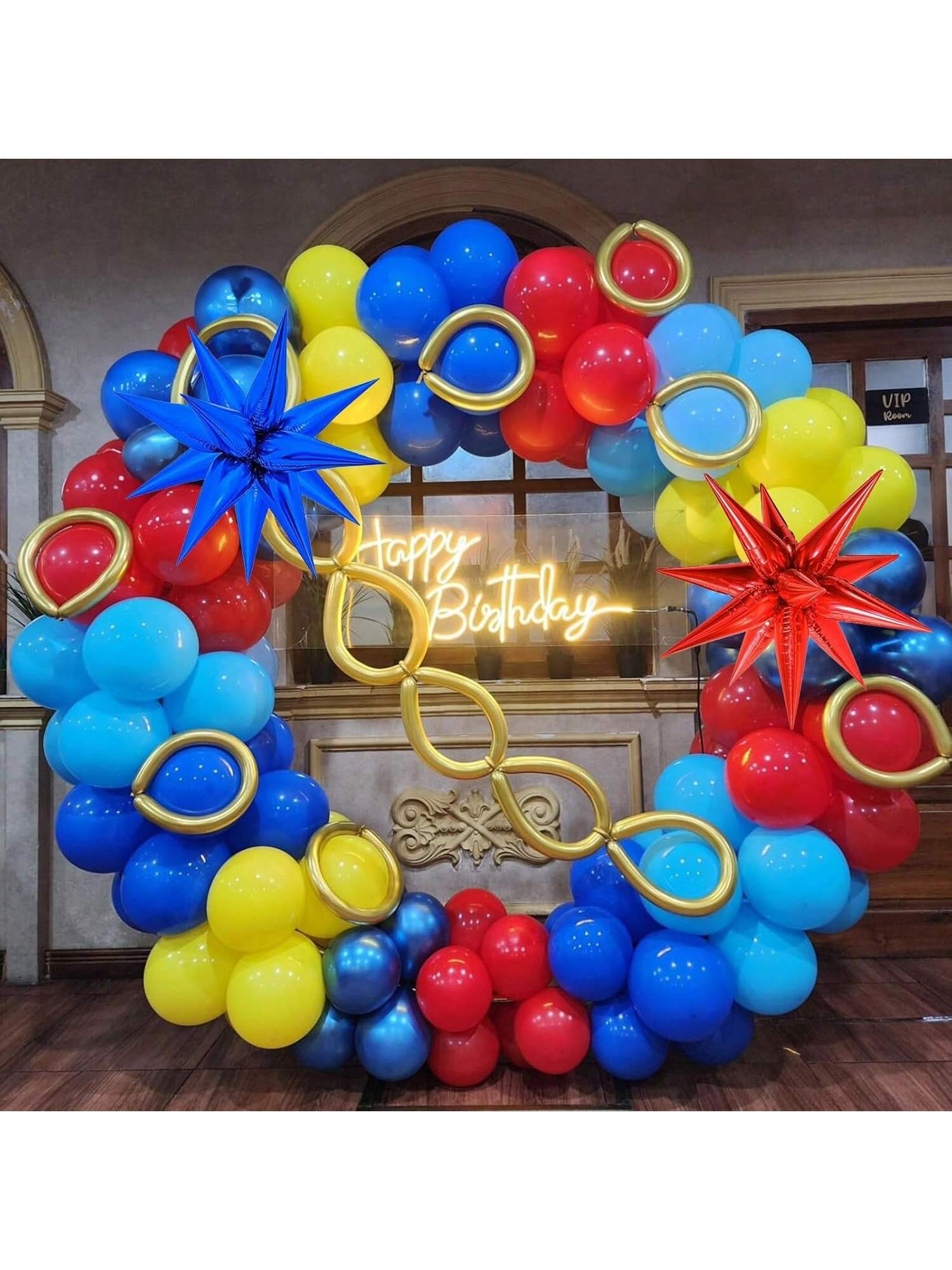 120Pc Red Blue Yellow Balloon Arch Carnival Circus Party Decor