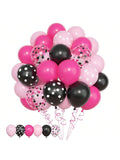 153pcs Pink Black Balloon Garland Kit with Dot Confetti for Kids Birthday & Shower