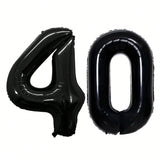 42-Inch Black Number 40 Balloon for 40th Birthday or Anniversary Party