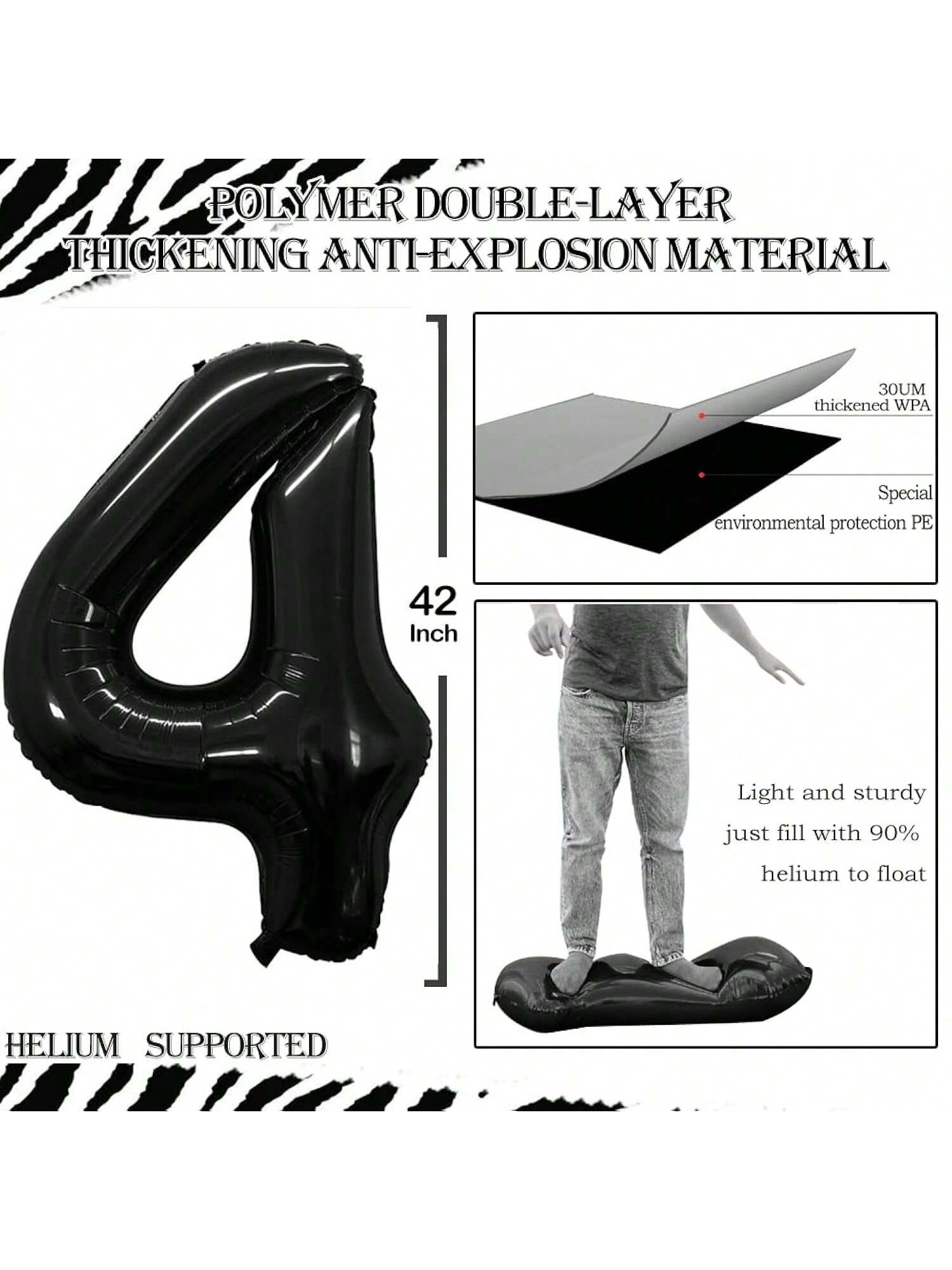 42-Inch Black Number 40 Balloon for 40th Birthday or Anniversary Party