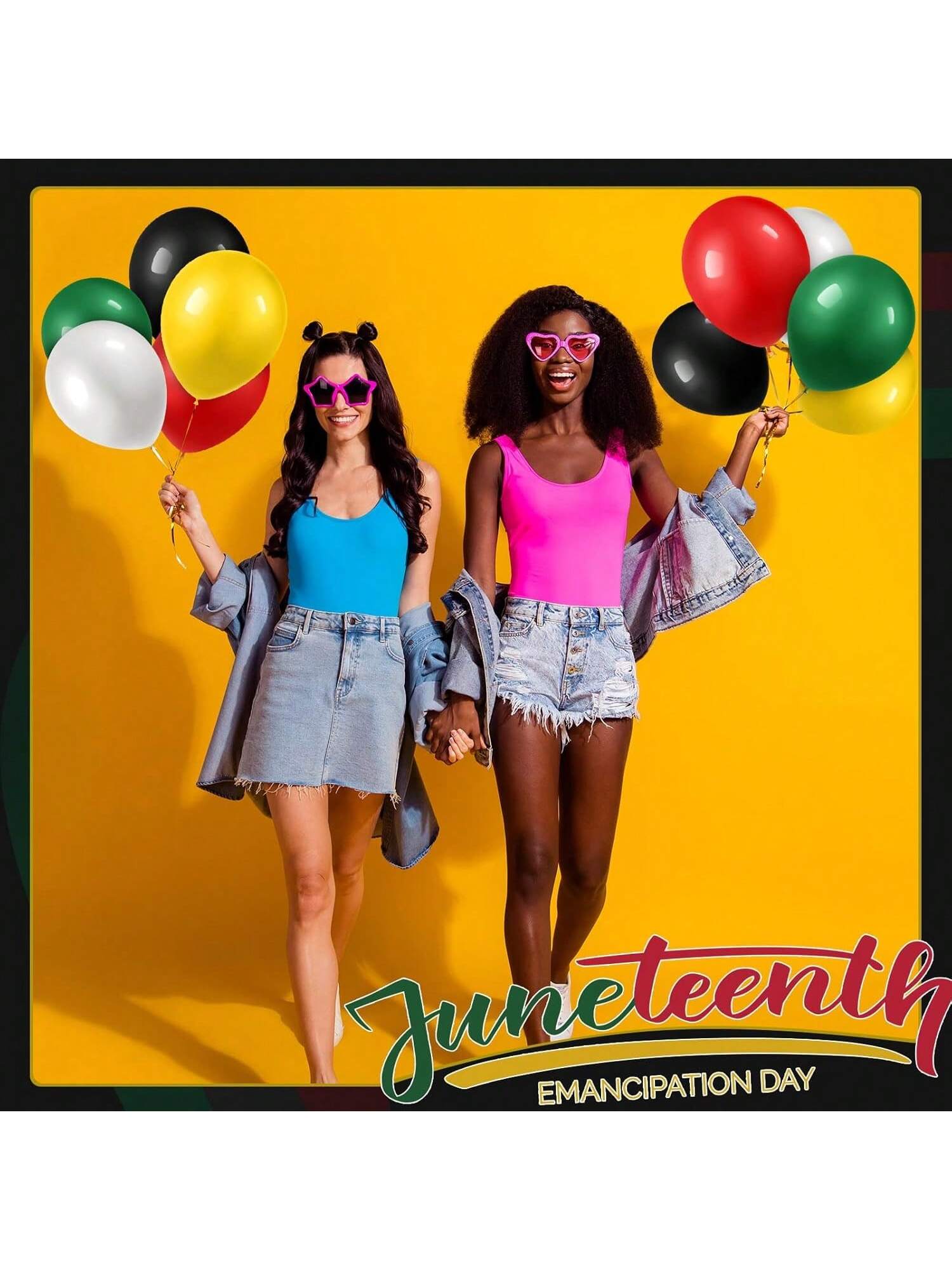 Juneteenth Balloons 100 pcs Red Green Yellow Black White 12 Inch