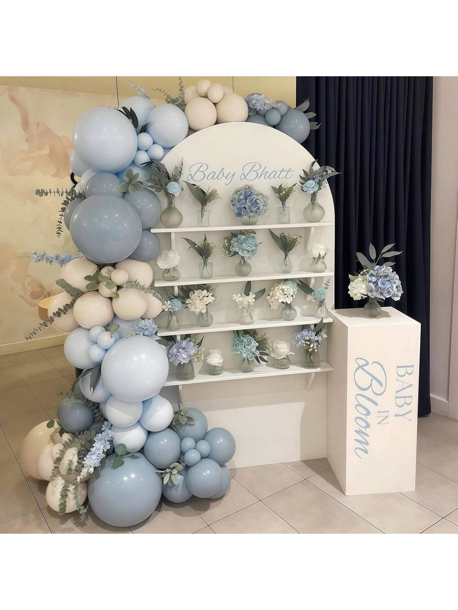 Dusty Blue Grey Balloon Garland Kit 112 pcs for Birthday Wedding