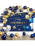 127PCS Navy Blue Gold Balloon Garland Kit with Confetti Balloons