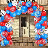 130pc Western Cow Bandana Balloon Arch Kit in Red and Blue