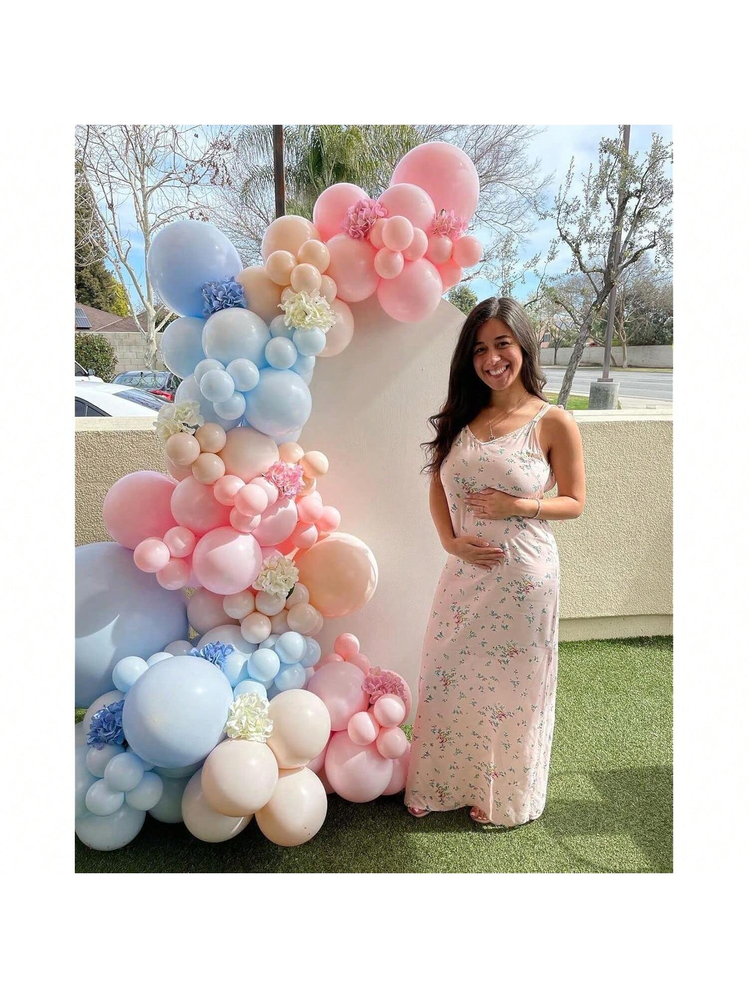 140 Pc Pastel Blue Balloon Garland Kit Various Sizes for Gender Reveal and Parties