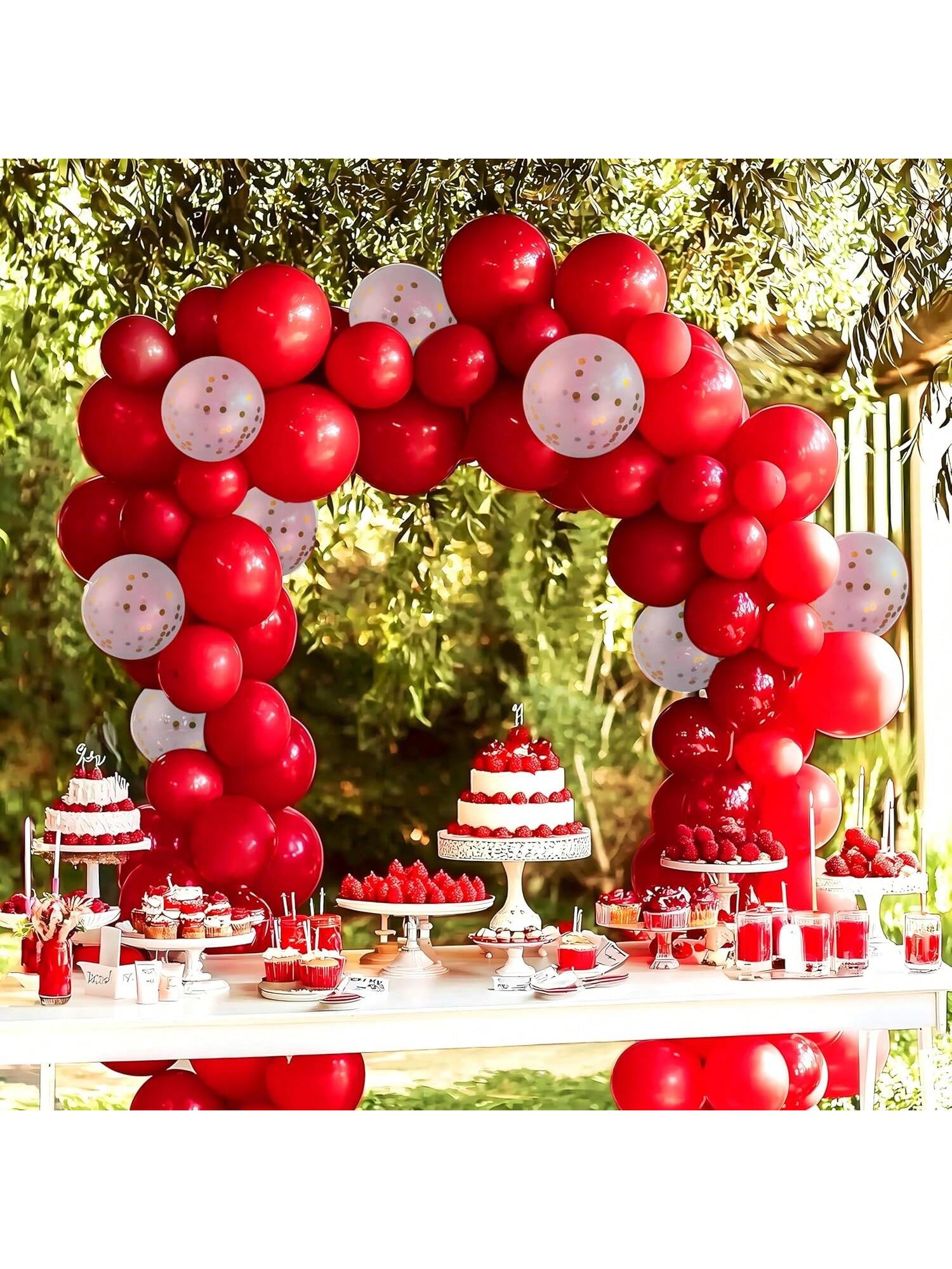 150 Red Balloons in Various Sizes with Arch Kit for Parties and Weddings