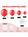 150 Red Balloons in Various Sizes with Arch Kit for Parties and Weddings