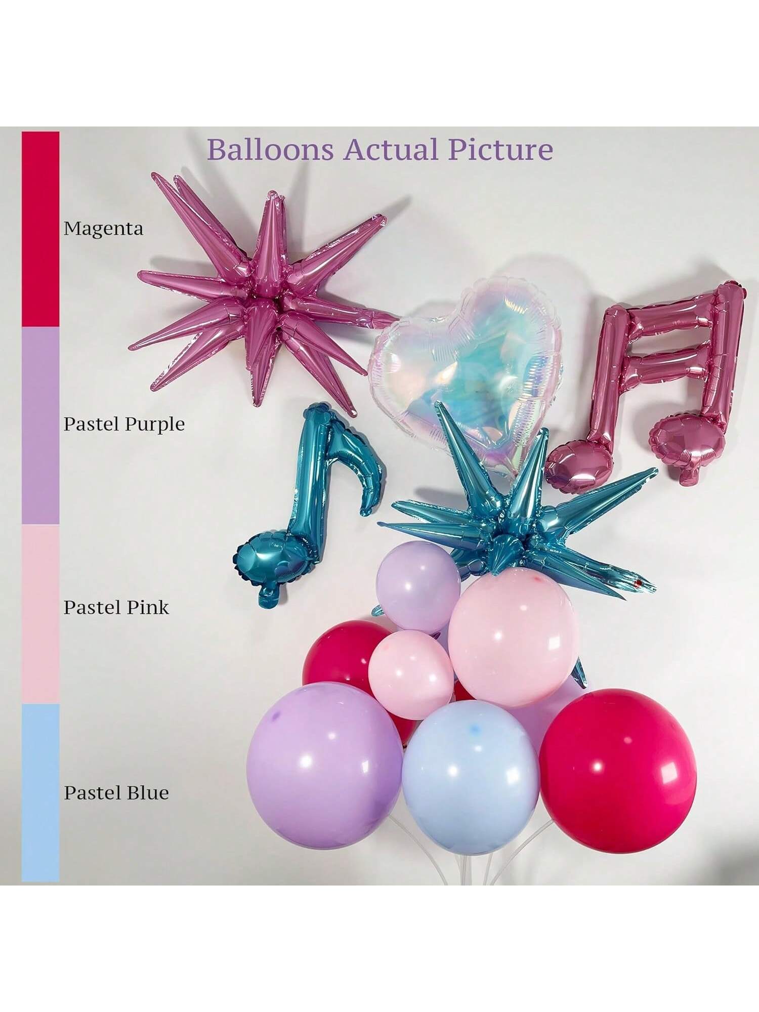 190PCS Pink Purple Blue Balloon Garland Heart Star Balloons Party Decor