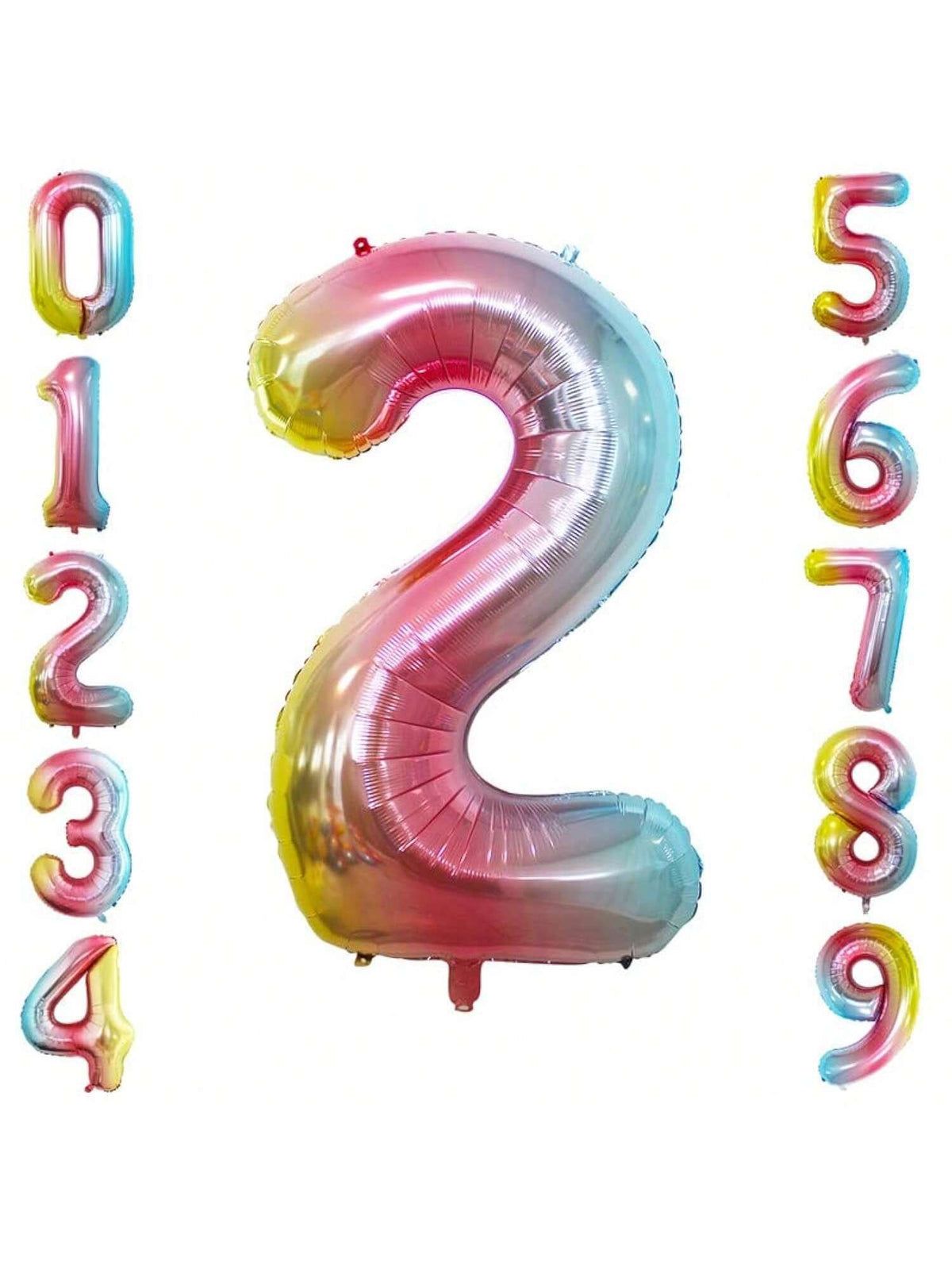 2x 42in Rainbow Foil Number 2 Balloons For Birthday Or Anniversary Party Decorations
