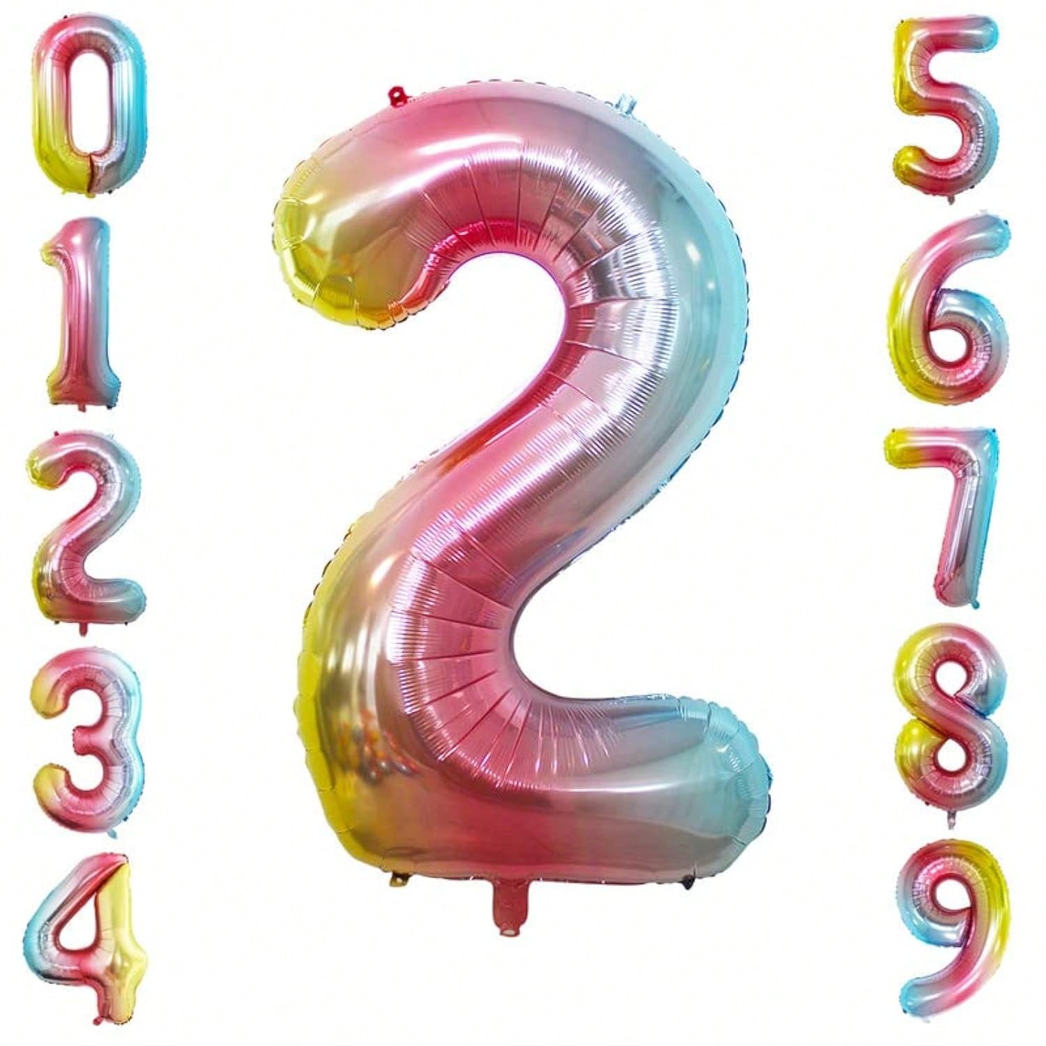 2x 42in Rainbow Foil Number 2 Balloons For Birthday Or Anniversary Party Decorations