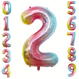2x 42in Rainbow Foil Number 2 Balloons For Birthday Or Anniversary Party Decorations