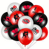 36-Pack Boxing Balloons in Red Black and White for Party Decor