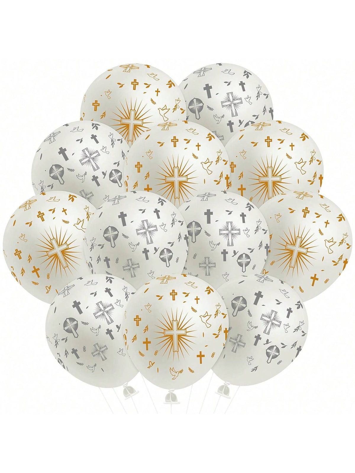36pcs Cross God Bless Balloons 12in for Baptism Christening First Communion & Party Decor