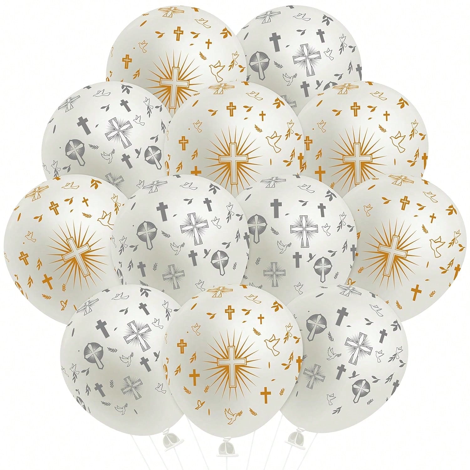 36pcs Cross God Bless Balloons 12in for Baptism Christening First Communion & Party Decor