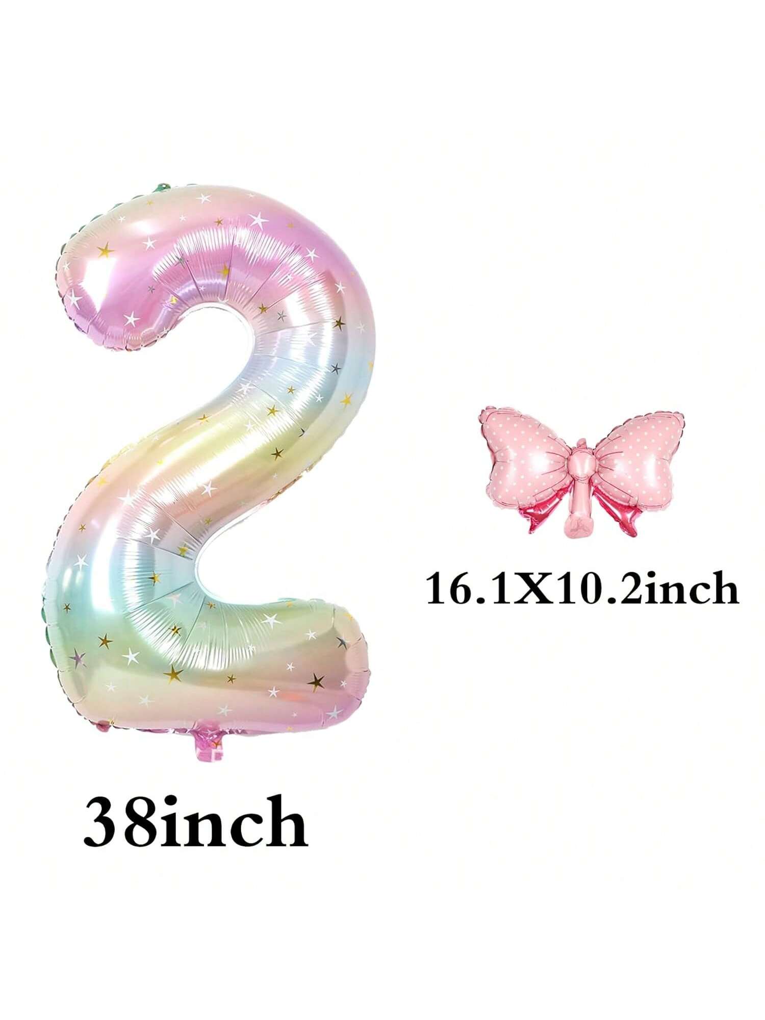 38-Inch Rainbow Number Foil Balloon for Kids Birthday or Wedding Party Decor