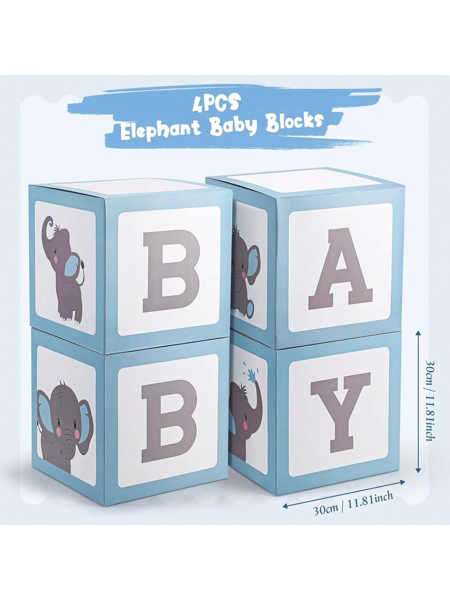Elephant Balloon Box Decorations 4 pcs Blue First Birthday Party