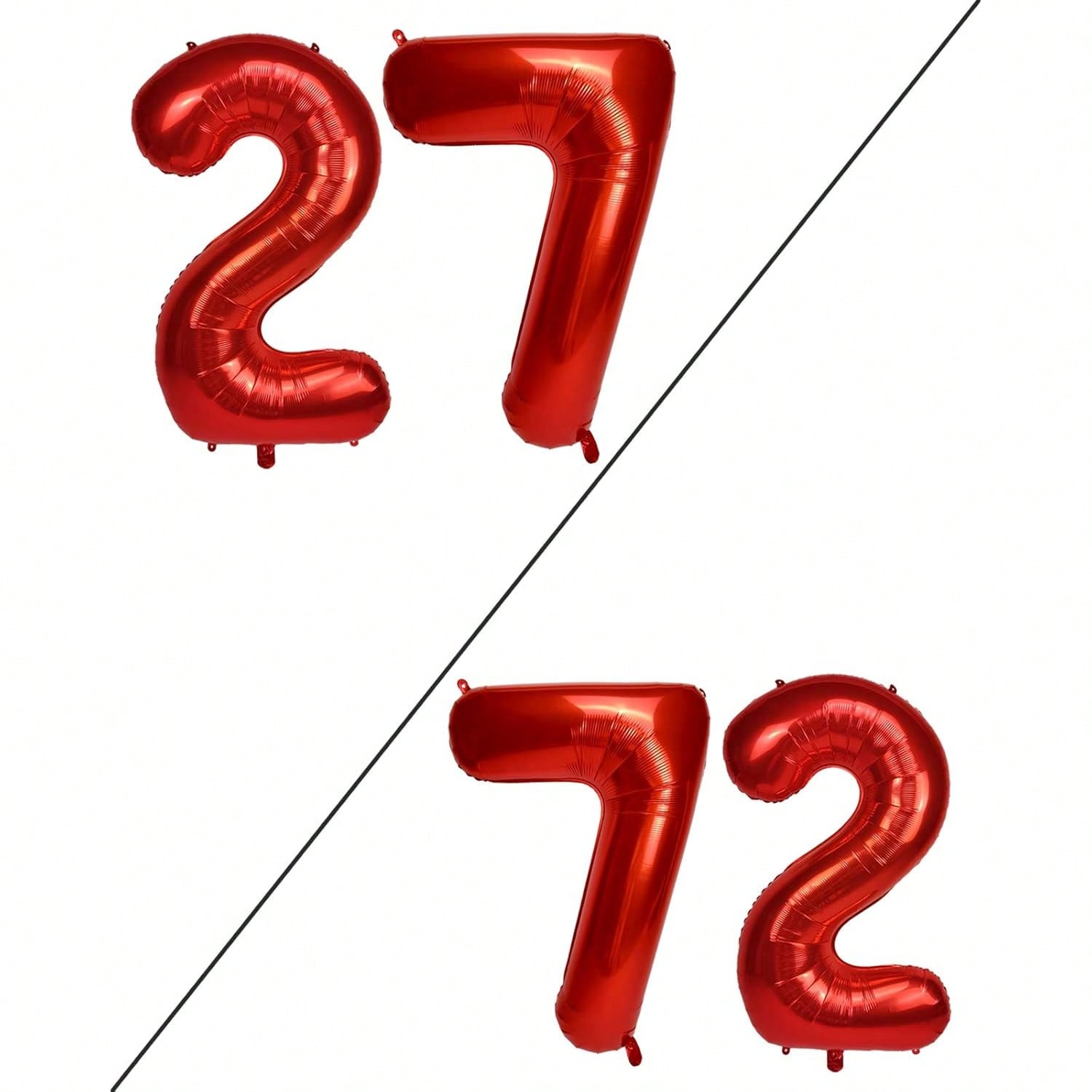 40 Inch Red Number 27 Foil Balloon for Birthday or Anniversary Decor