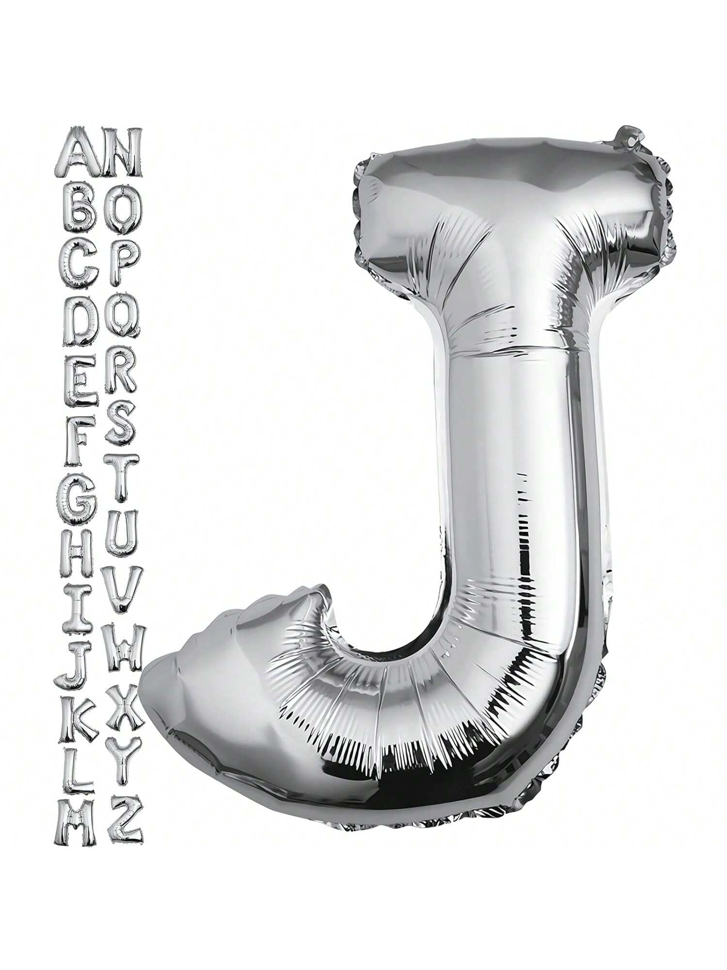 40 Inch Silver Letter J Foil Balloon for Birthday and Wedding Decor