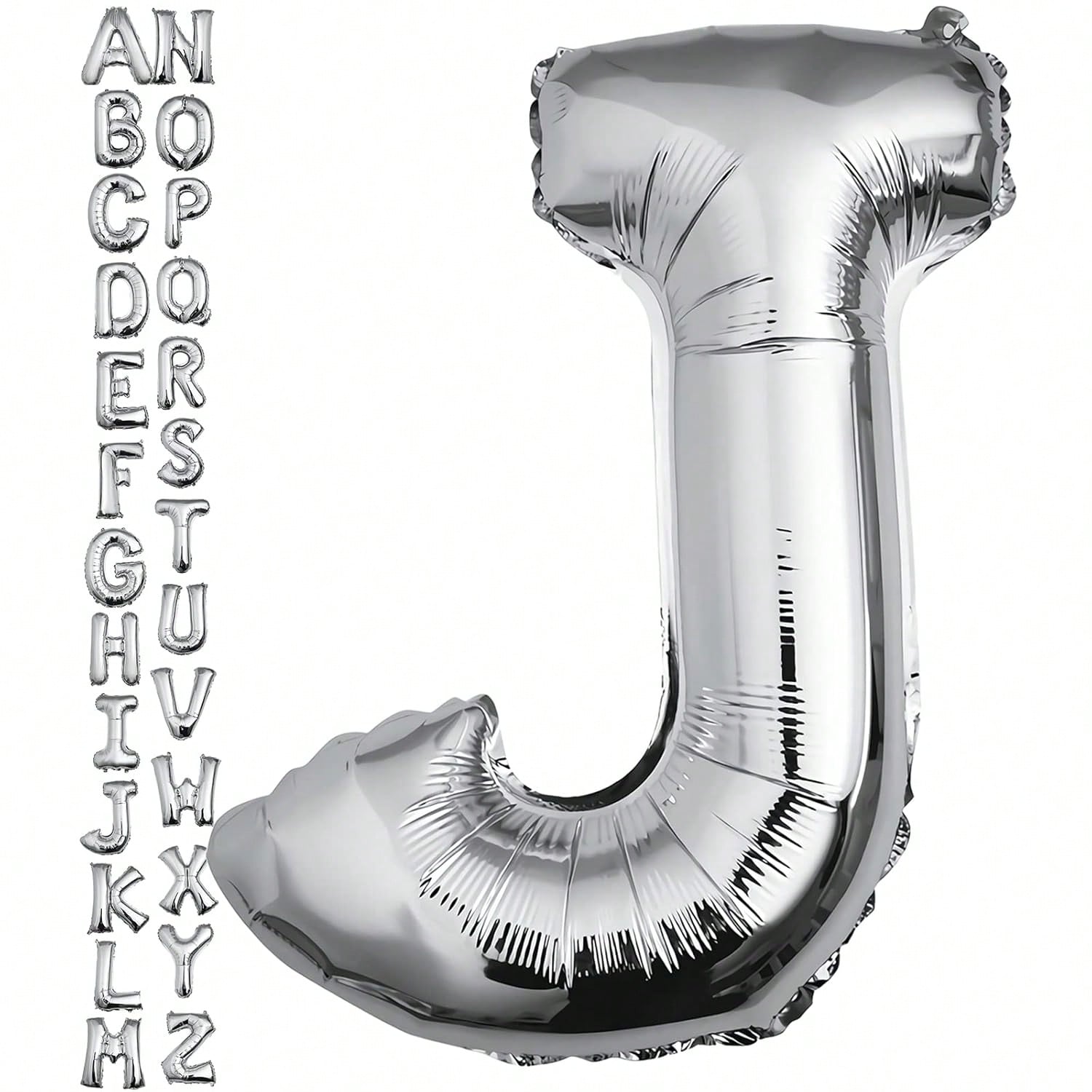 40 Inch Silver Letter J Foil Balloon for Birthday and Wedding Decor
