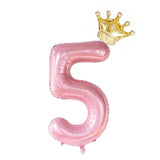 40 Inch Pink Crown Number 5 Foil Balloon for 5th Birthday Party