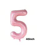 40 Inch Pink Crown Number 5 Foil Balloon for 5th Birthday Party