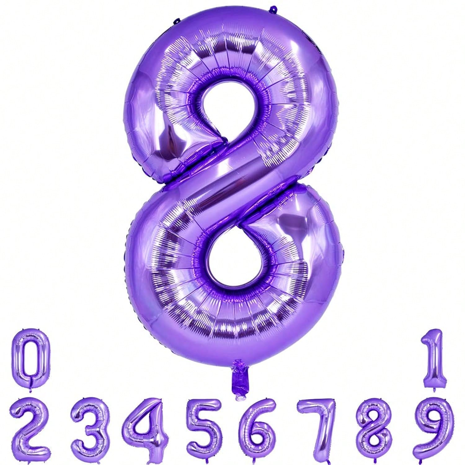 40 Inch Purple Number 8 Foil Balloon for Birthday Anniversary and Engagement Decor