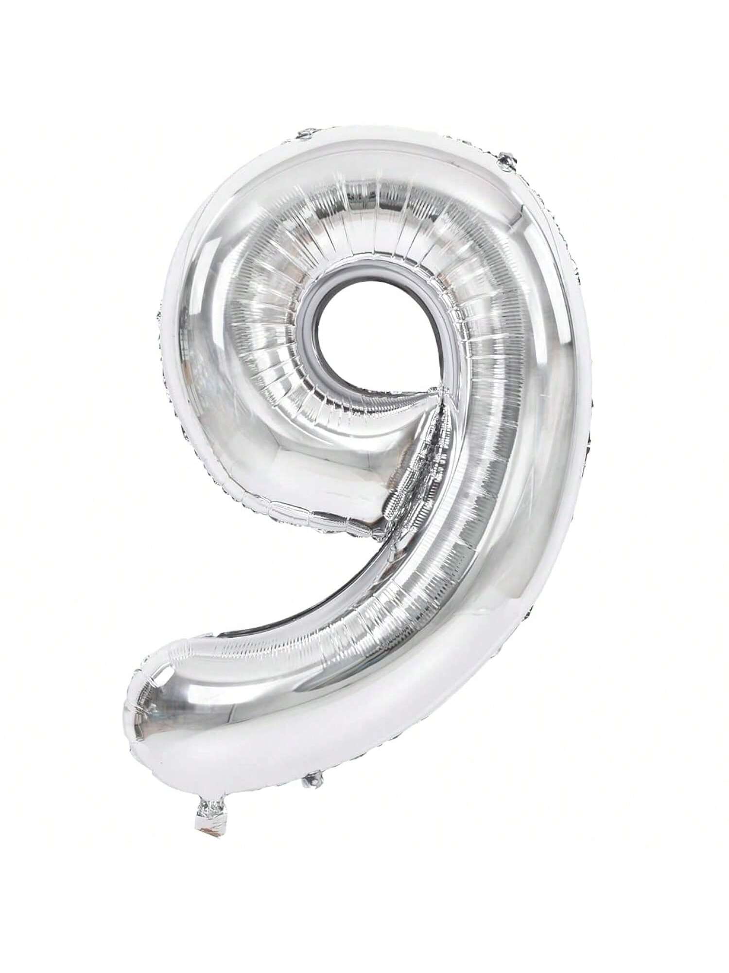 40-Inch Silver Number 9 Foil Balloon for Birthday, Anniversary, or Party Decor