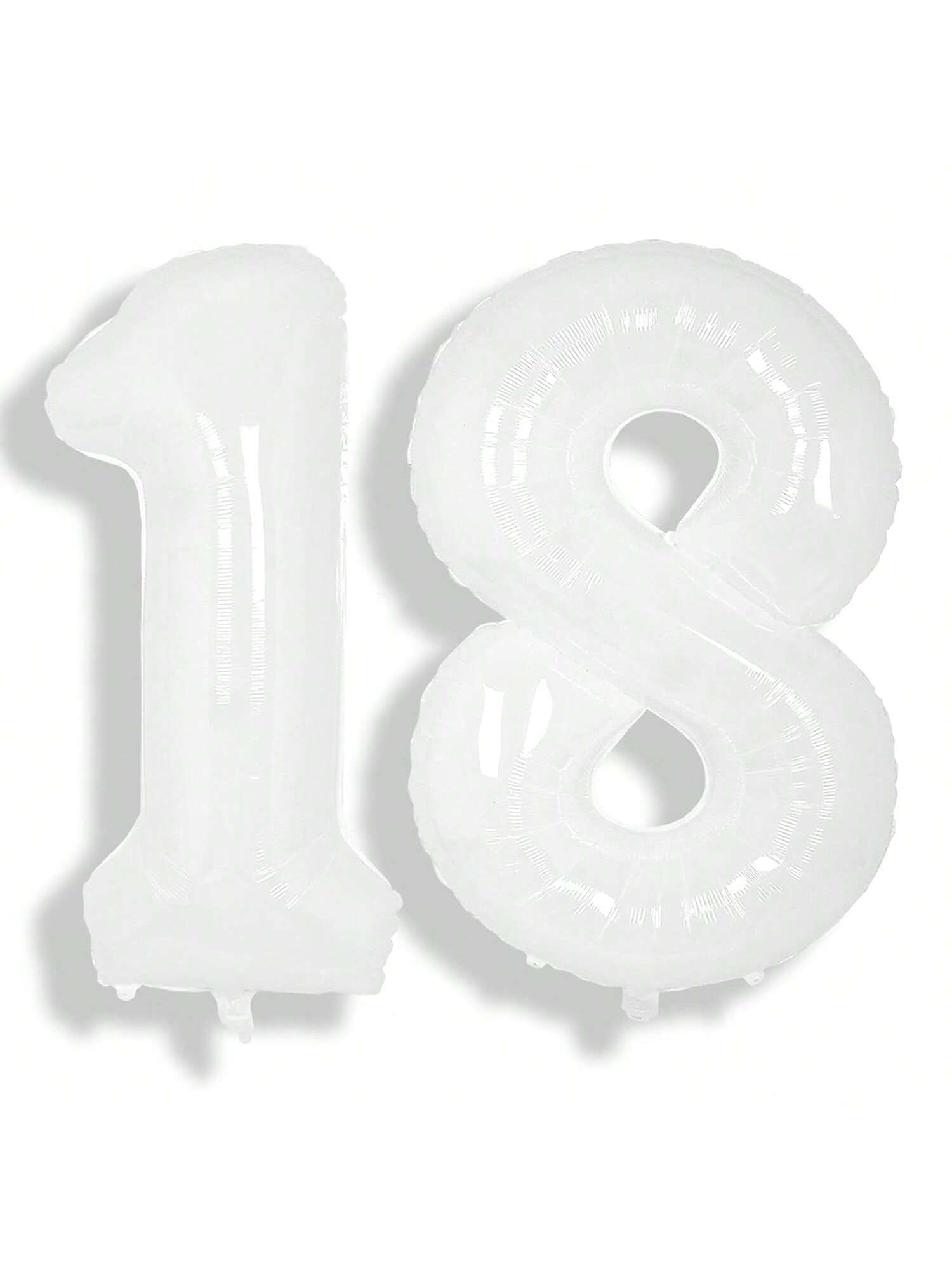 40 Inch White Number 18 Foil Balloon for 18th Birthday or Anniversary Decor