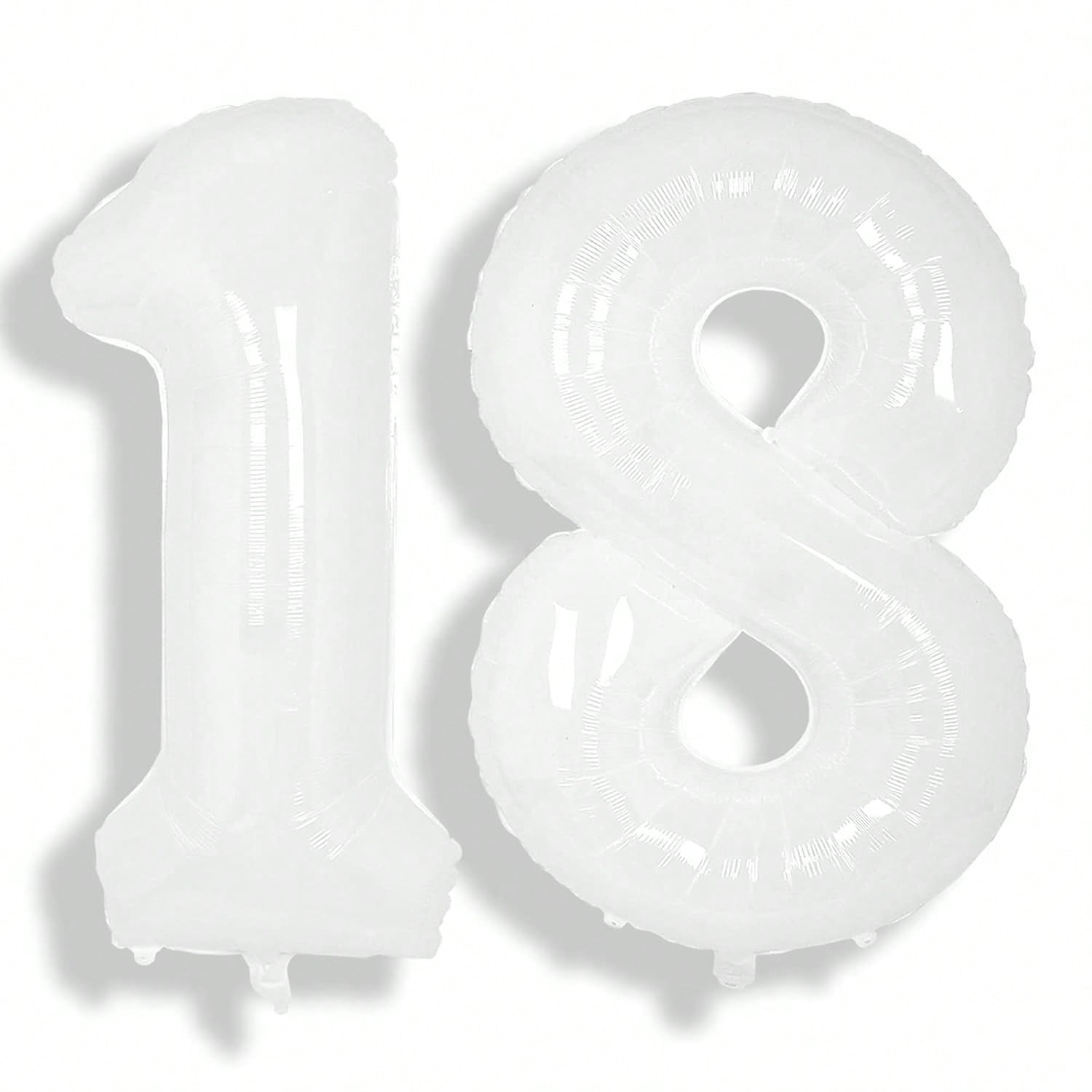40 Inch White Number 18 Foil Balloon for 18th Birthday or Anniversary Decor