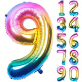 40-Inch Rainbow Number 9 Foil Balloon for Birthday Party Decorations