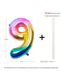 40-Inch Rainbow Number 9 Foil Balloon for Birthday Party Decorations