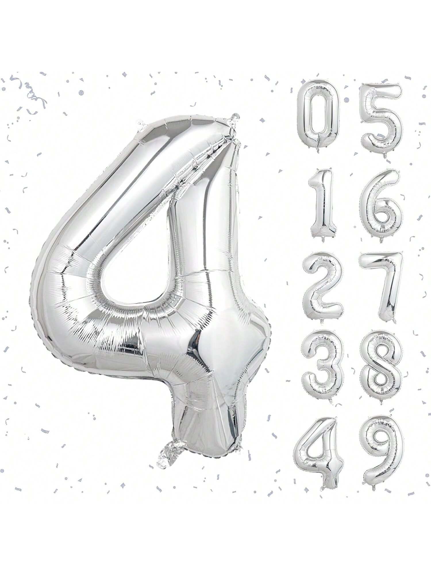 40 Inch Silver Number Foil Balloons for Birthday Wedding and Anniversary Parties