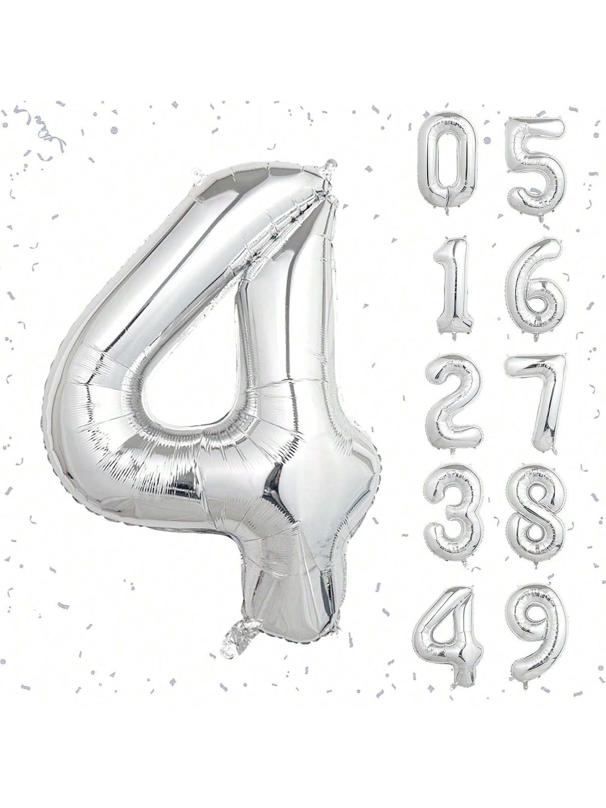 40 Inch Silver Number Foil Balloons for Birthday Wedding and Anniversary Parties