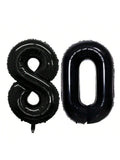 42-Inch Black Number 80 Balloon for 80th Birthday or Anniversary Party