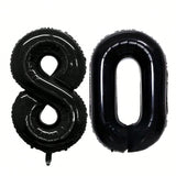 42-Inch Black Number 80 Balloon for 80th Birthday or Anniversary Party
