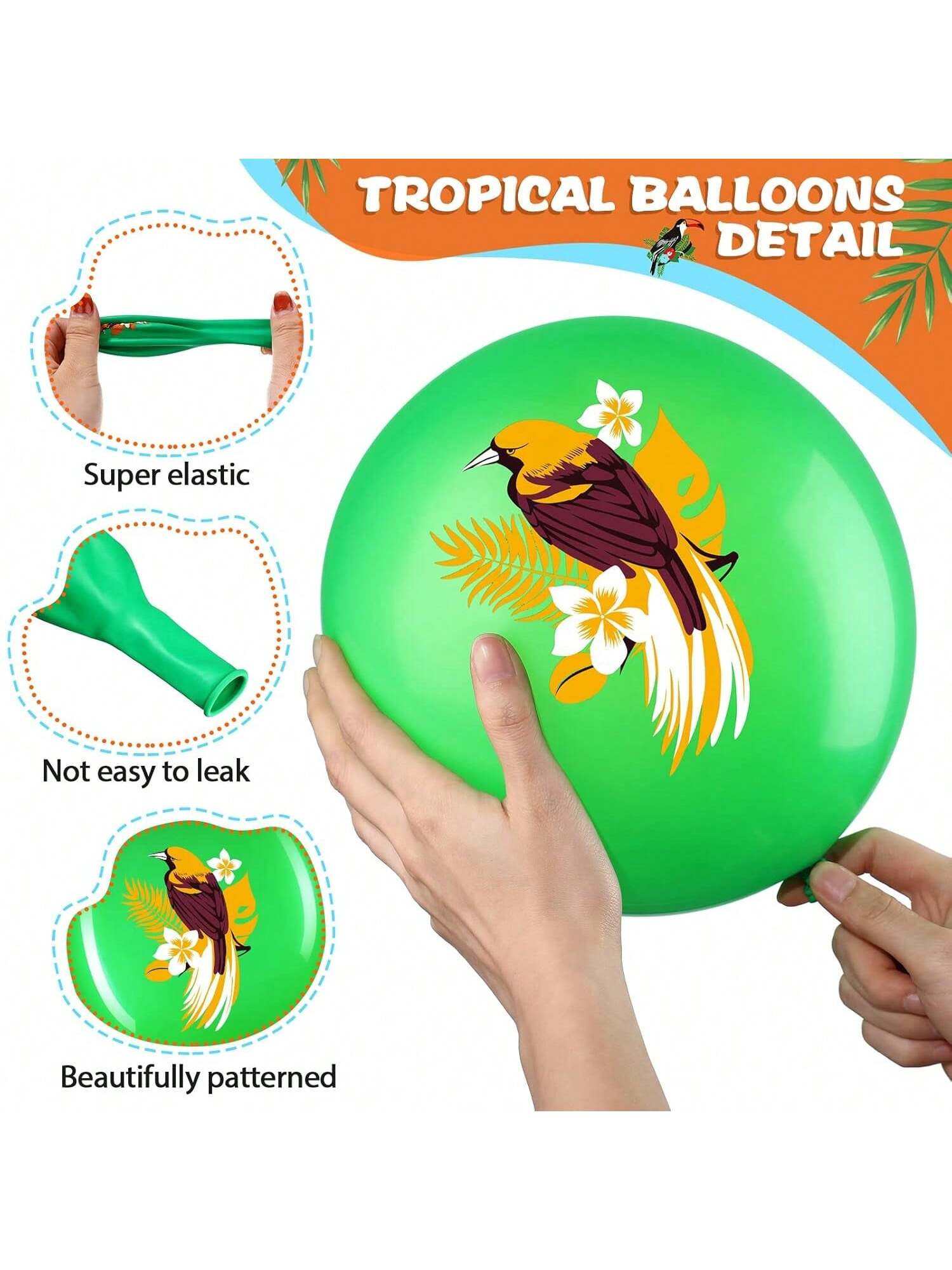 50pcs Hawaiian Luau Balloon Kit for Tropical Wedding & Summer Party Decorations