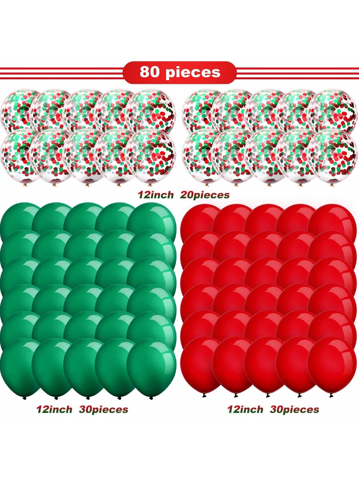 80pc Christmas Balloon Set with Confetti for Party and Wedding Decor