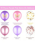 90-Piece Butterfly Balloon Kit With Pink & Purple Balloons For  Shower Or Birthday Decor