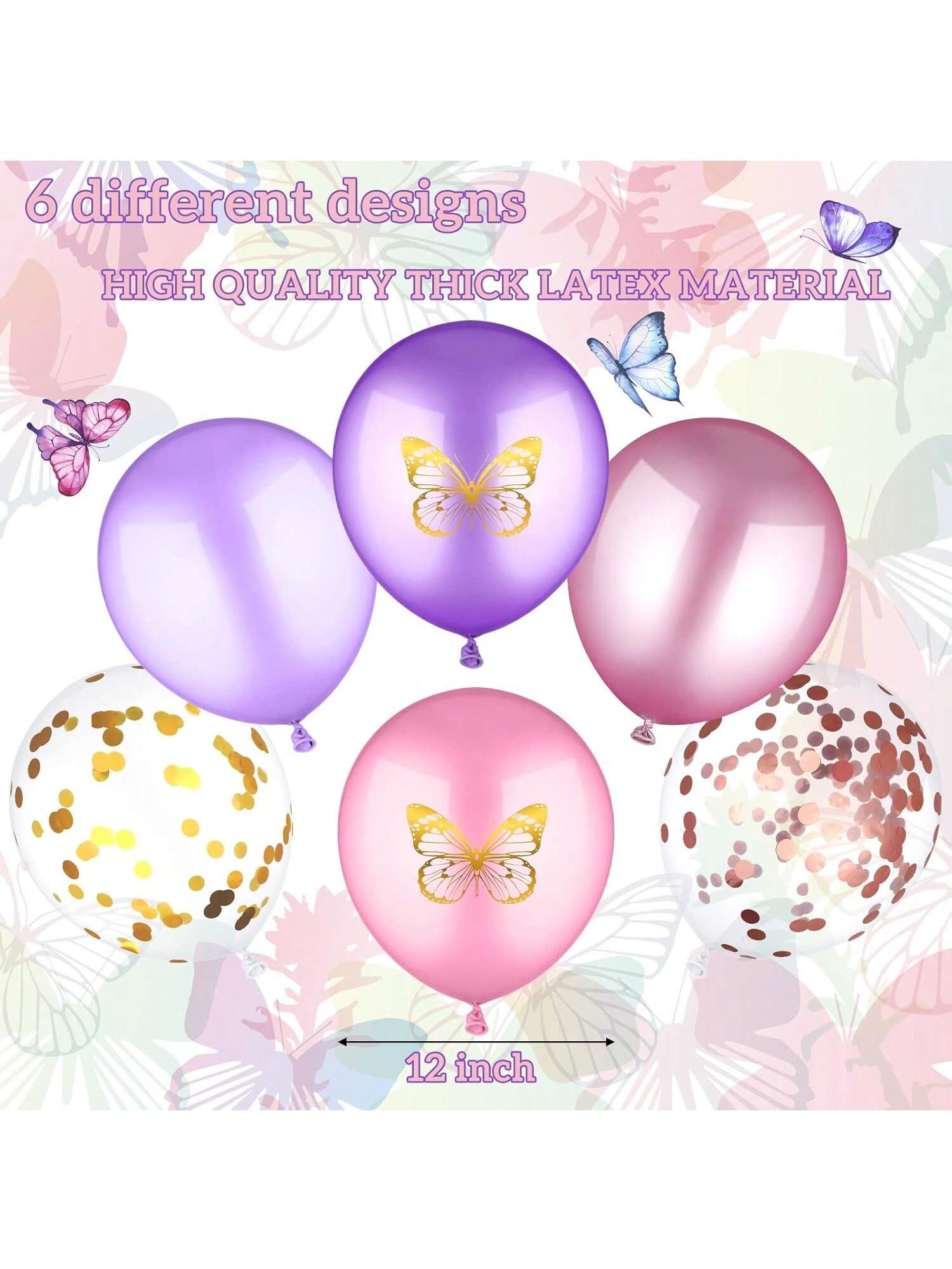 90-Piece Butterfly Balloon Kit With Pink & Purple Balloons For  Shower Or Birthday Decor