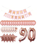 90th Birthday Party Decorations Kit Banner and Balloons Rose Gold Set