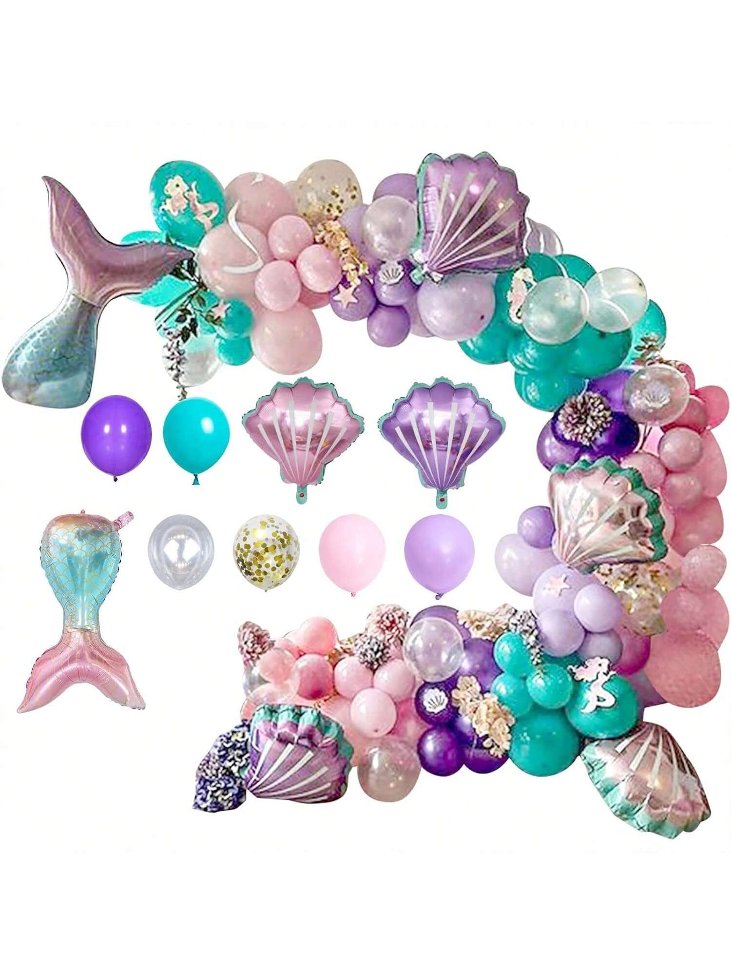 95pcs Balloon Garland Kit with Gold Confetti Blue & Pink Balloons