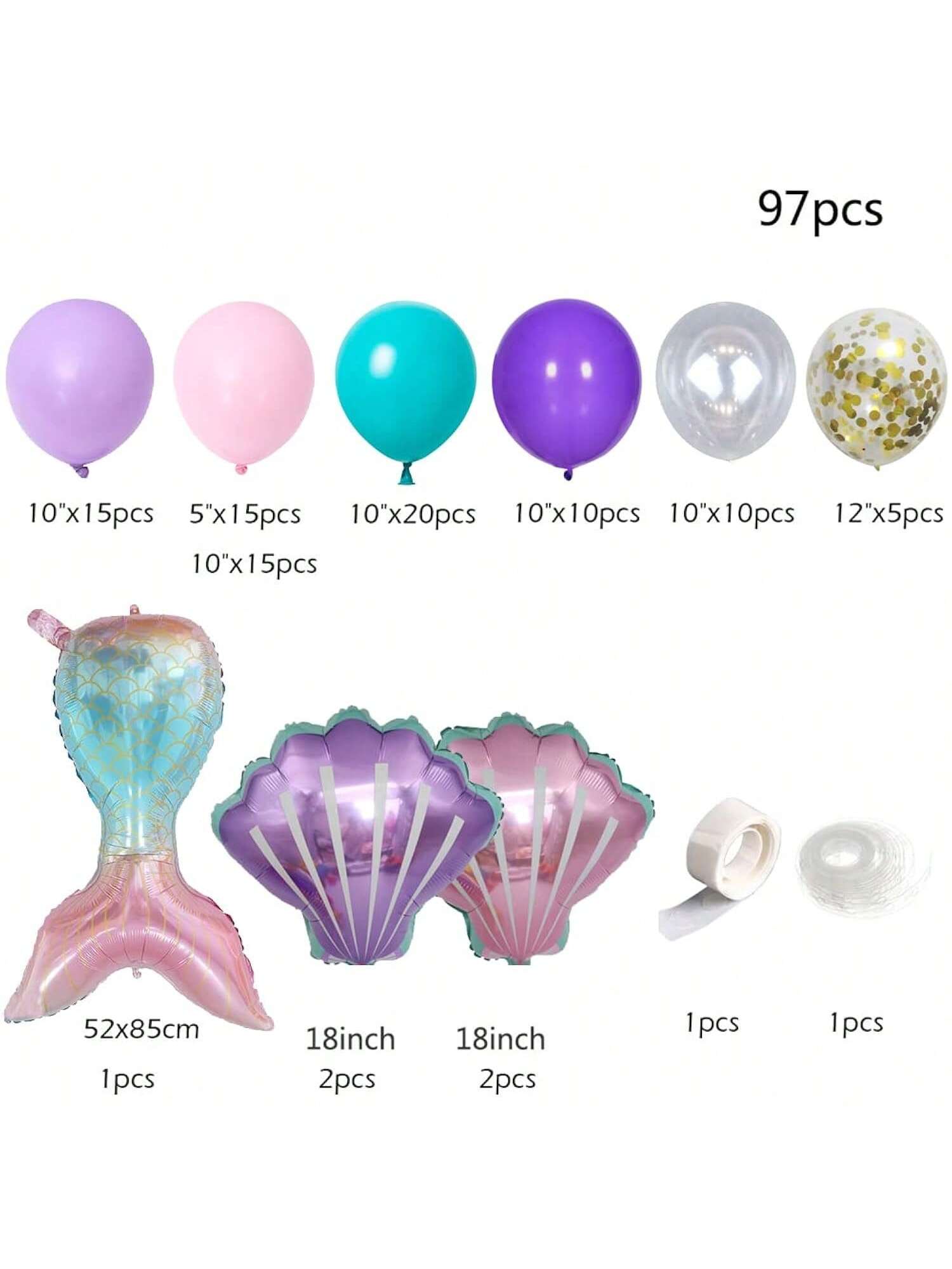 95pcs Balloon Garland Kit with Gold Confetti Blue & Pink Balloons