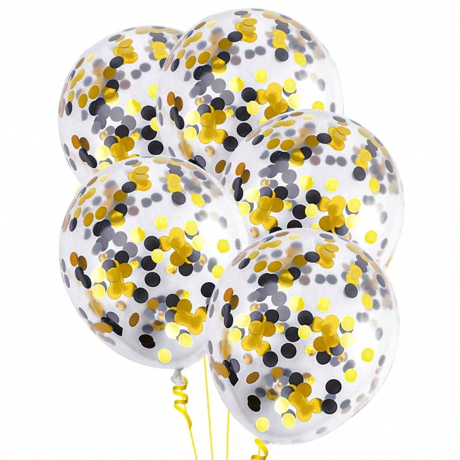 24-Piece Black and Gold Confetti Balloons 12-Inch for New Year or Party Decor