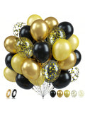 60pcs Black Gold 12in Metallic Confetti Pearl Balloons for Parties & Celebrations