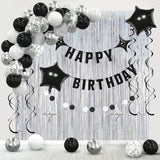 Black Birthday Party Decorations for Men and Women Balloons Arch Banner