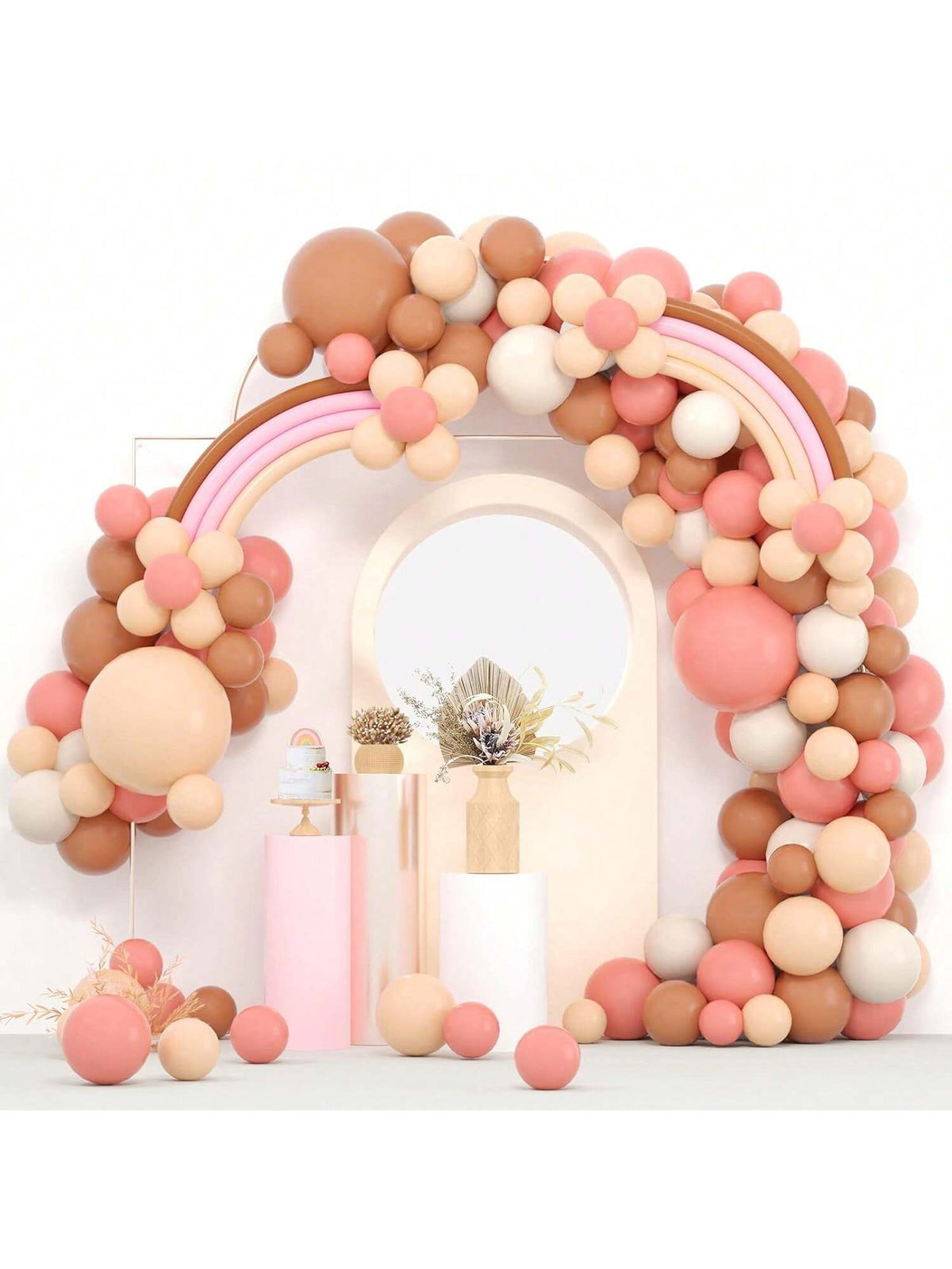 Boho Balloon Garland Kit In Blush & Nude Colors For  Shower & Rainbow Themed Birthday