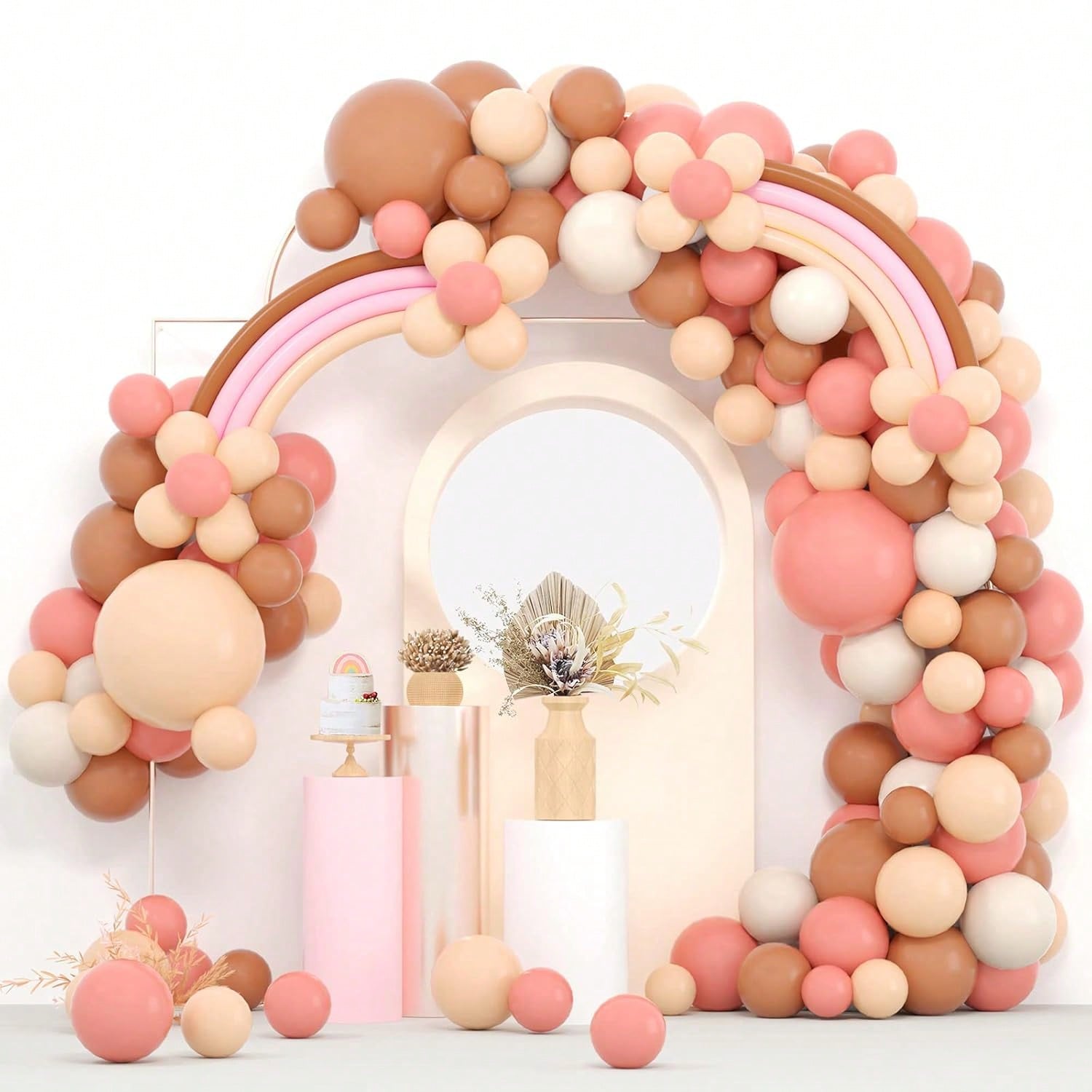 Boho Balloon Garland Kit In Blush & Nude Colors For  Shower & Rainbow Themed Birthday